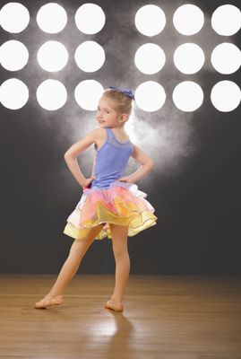 Studio ballerina photoshoot faux stadium lights with fog