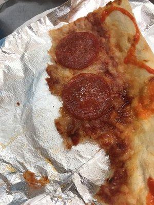 Pepperonis pizza super soggy