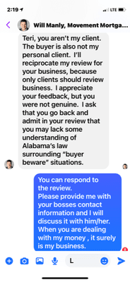 Will's response to a review on FB