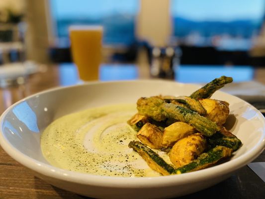 Fried squash blossom and zucchini