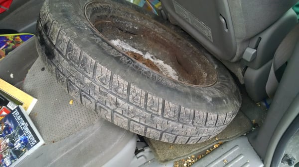 There's the tire in my back seat.