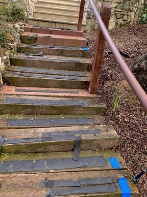 BEFORE: Outdoor Redwood Stair Reconstruction & Reinforcement - Saratoga