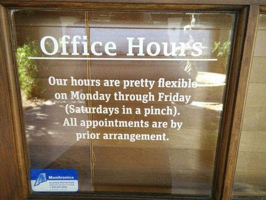 Office hours are flexible and by appointment only.