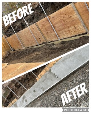 Before and after concrete formed wall