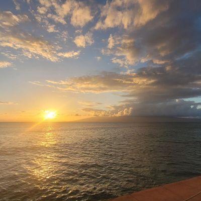 View from seawall at sunset.