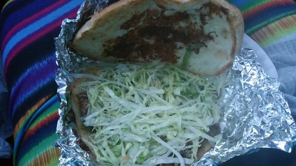 Sad Excuse for a Torta, this is what you get for $6, meat and lettuce :(