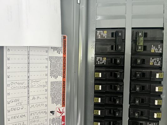 Electrical Panel with two new 50 amp breakers