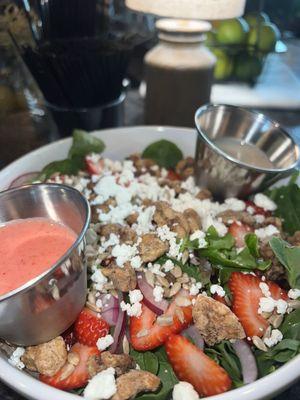 Strawberry Salad (strawberry vinaigrette and apple cider vinaigrette)