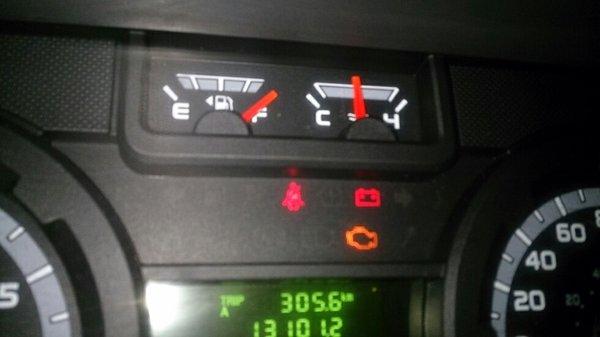 This is a photo of the fuel gauge when we returned our truck to the lot.