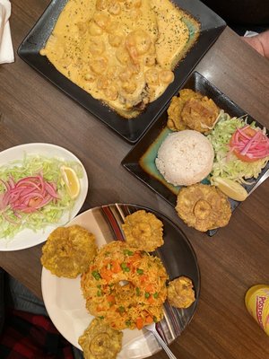 Chicken fried rice and the land and sea plate