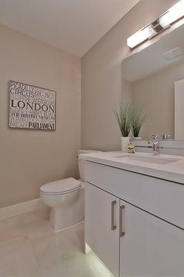 White Flat Panel Acrylic Floating Vanity in Seattle