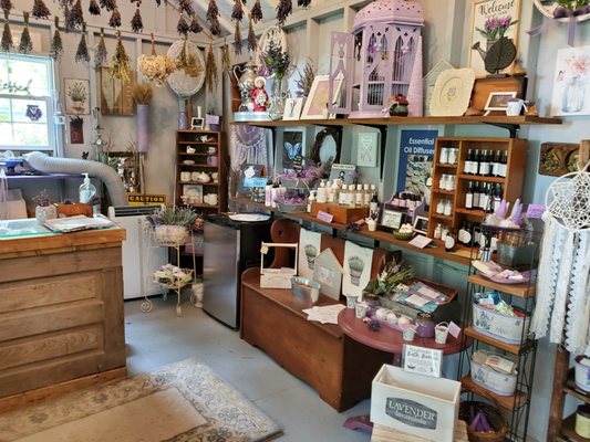 Inside the charming store.