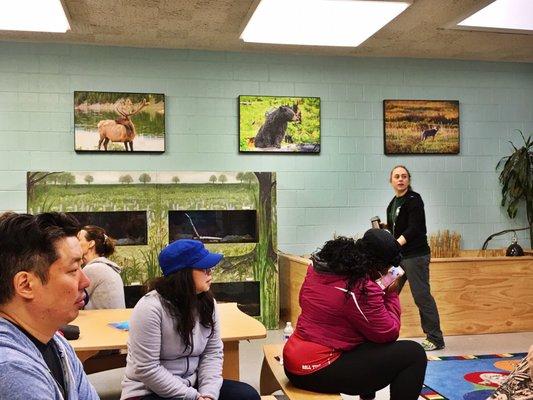 At the Evanston Ecology Center getting a quick lesson on canoeing and safety.