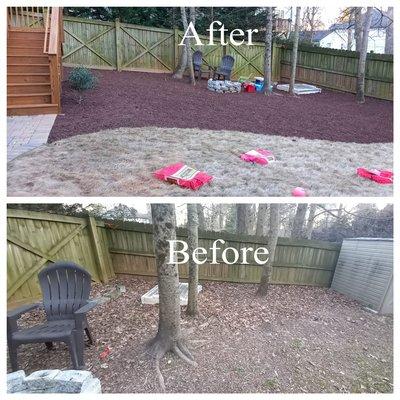 Before and after of mulch refresh!