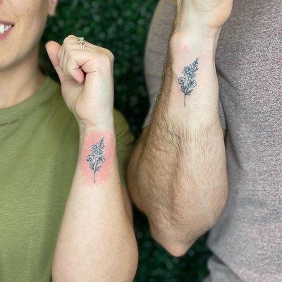 Matching mini custom tattoos