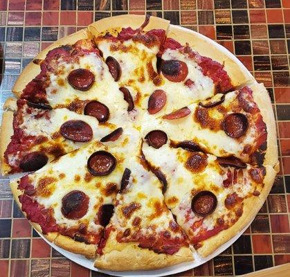 Pepperoni and Cheese Pizza.