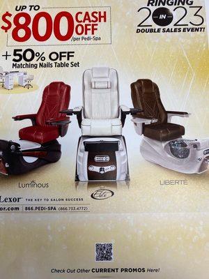 Current promotions on Spa chairs