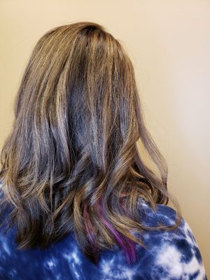 Highlights with a peek-a-boo pink strip