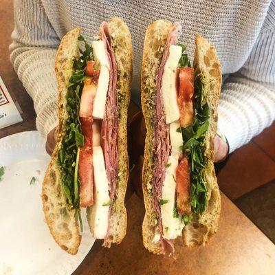 Specialty Sandwich, Million Dollar Business Woman! Prosciutto, Arugula, Mozzarella, Tomato, Pesto