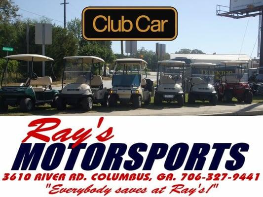 We have a big selection of Club Car gas and electric golf carts in stock. Buy them as is or let Ray's customize your cart!