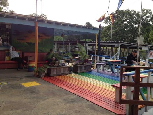 Come enjoy a bite on our rainbow deck...you can even see this little slice of paradise on Google Earth!