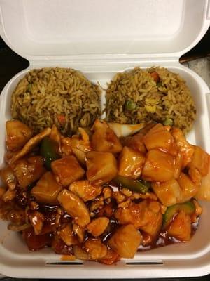 Pineapple chicken with fried rice