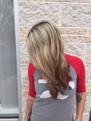 Color melt ombré with traditional highlights done by Hayley