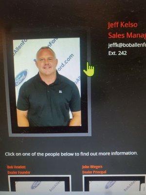 Jeff Kelso the rude sales manager at Bob Allen Ford