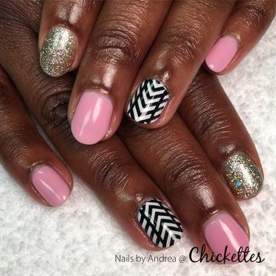 Gel polish manicure with nail art