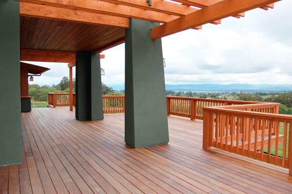 Merbau deck overlooking vineyard, Sebastopol new custom home