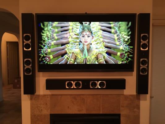 High End Onwall Speaker Installation and surround sound San Antonio Texas