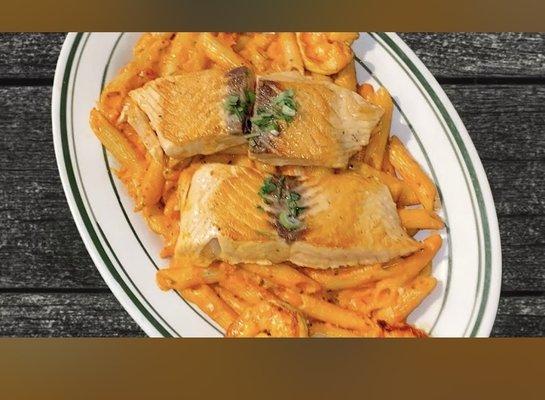 Penne vodka with salmon