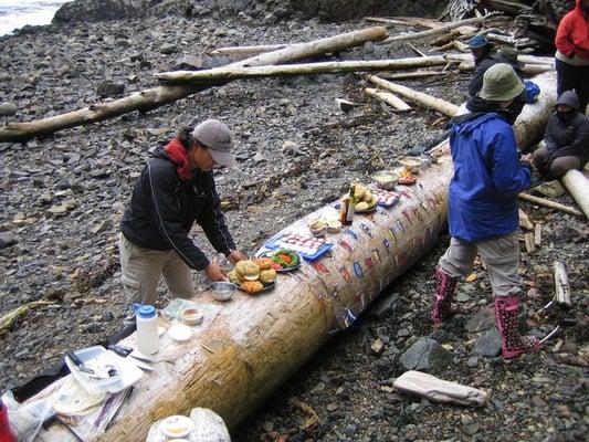 Preparing lunch at midday break