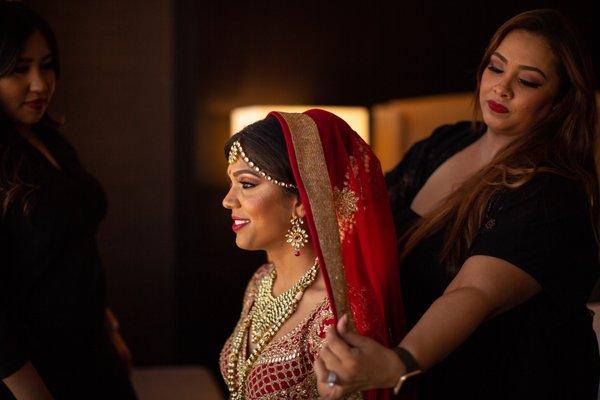 Draping Indian Bride