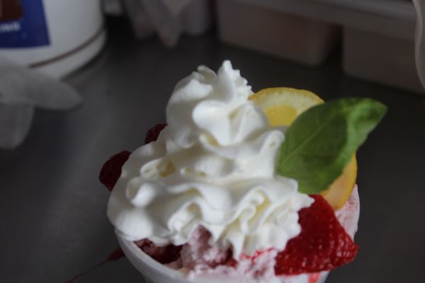 strawberry lemon basil sundae