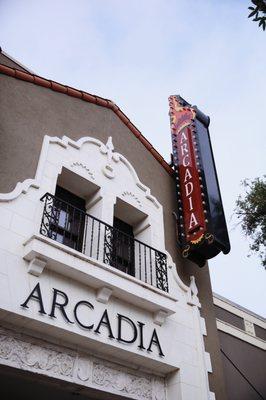 Front "blade" sign is replica of its original 1926 blade, with its top flame "lighting the way" to the theatre.