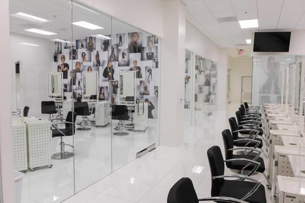 Large Glass Walls and doors on classrooms create spacious workspaces and transparency.