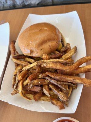 Cheeseburger and fries