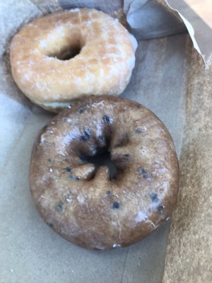 Blueberry and honey dipped donuts