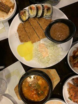 Pork cutlet and kimbap