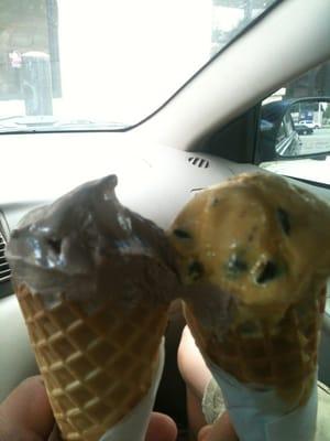 Chocolate and the yellowest chocolate chip I've ever seen! It was yummy!!