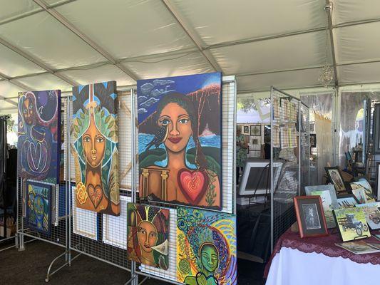 Some of Barbara's artwork on display at Art on the Vine, Fairfield, 2022