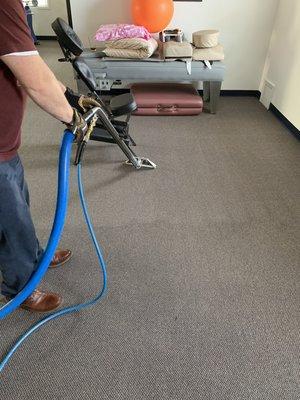 Cleaning carpet at a doctors office. Look at the difference!