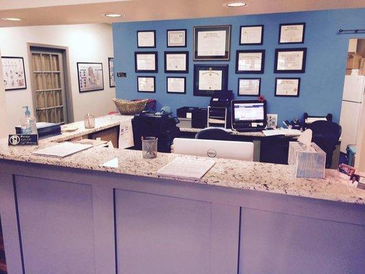 Our front desk and reception area