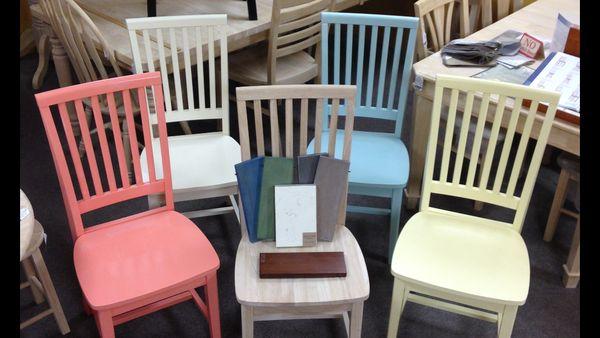 Most stores may offer up to 3 or 4 color choices when purchasing a dining set....Not us!  We have over 50 factory stock colors available!