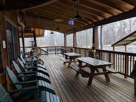 Extended porch for outside dining.