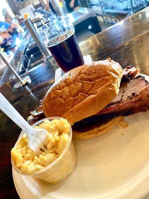 Brisket sandwich with mac-n-cheese and their brown ale.... Pretty tasty!