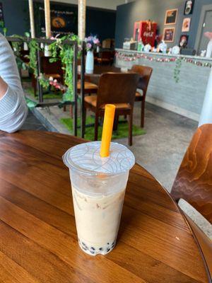 Honey oat lavender milk tea with Boba Tea