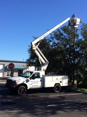 Fixing parking lot lights at shopping center