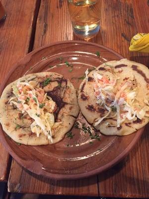 Pupusas!  Reminds me of the fresh-off-the-grill ones we enjoyed in El Salvador